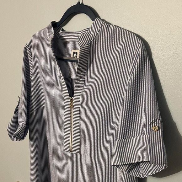 Anne Klein blue white striped dress Size 14 - Picture 4 of 7